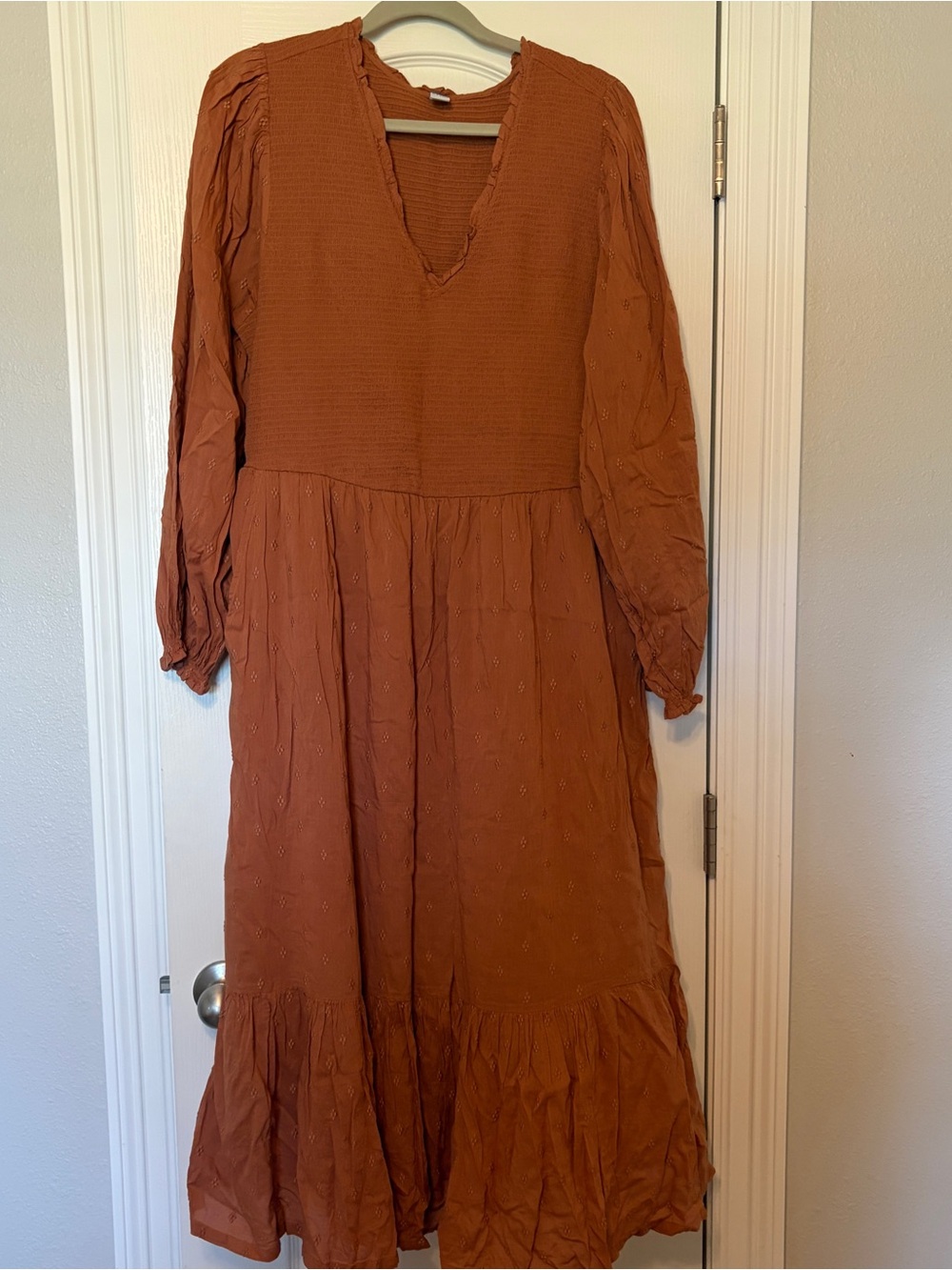 Old Navy Rust V-Neck Tiered Maxi Dress